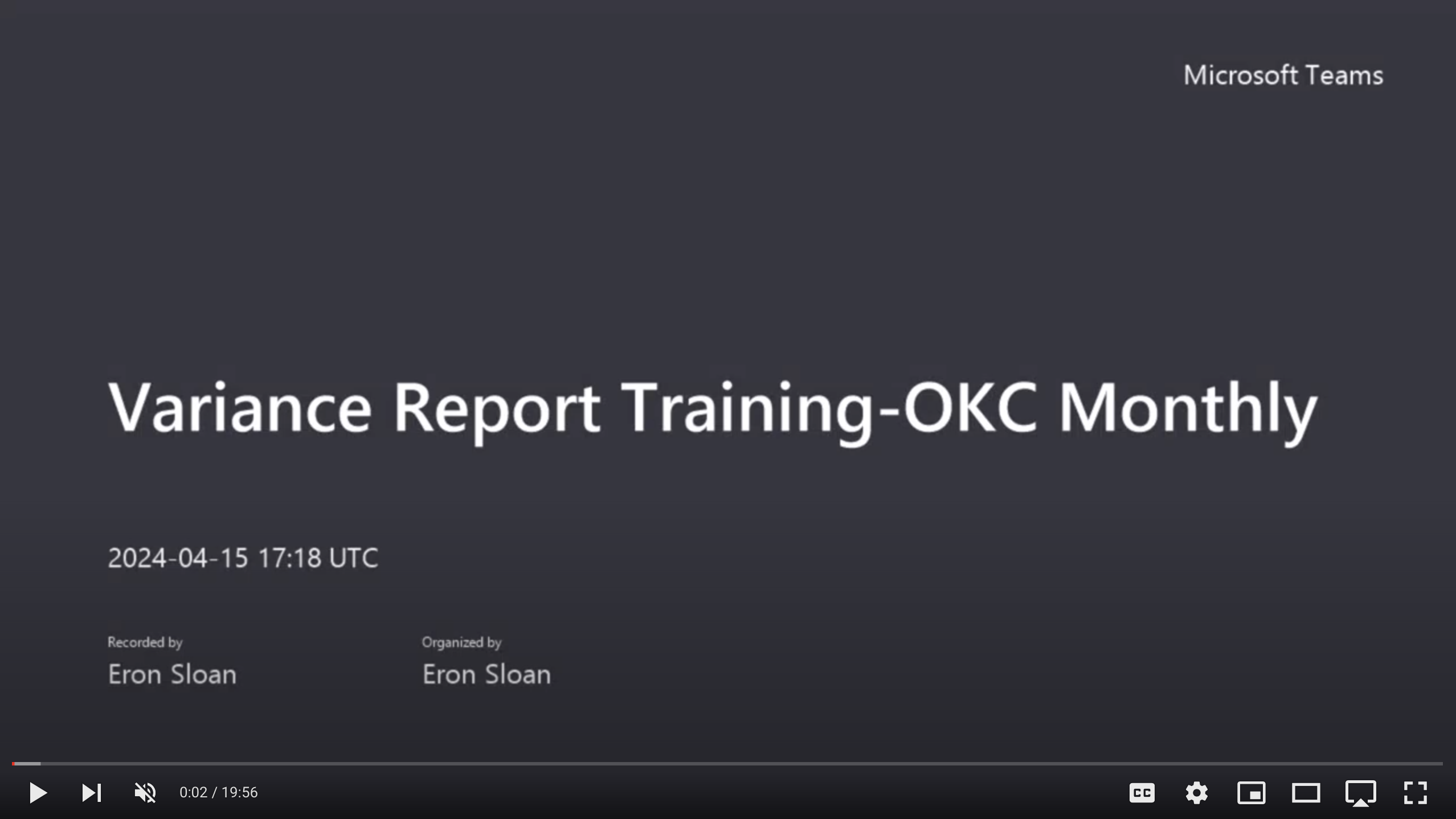 Variance Report Training PCIMS Managers